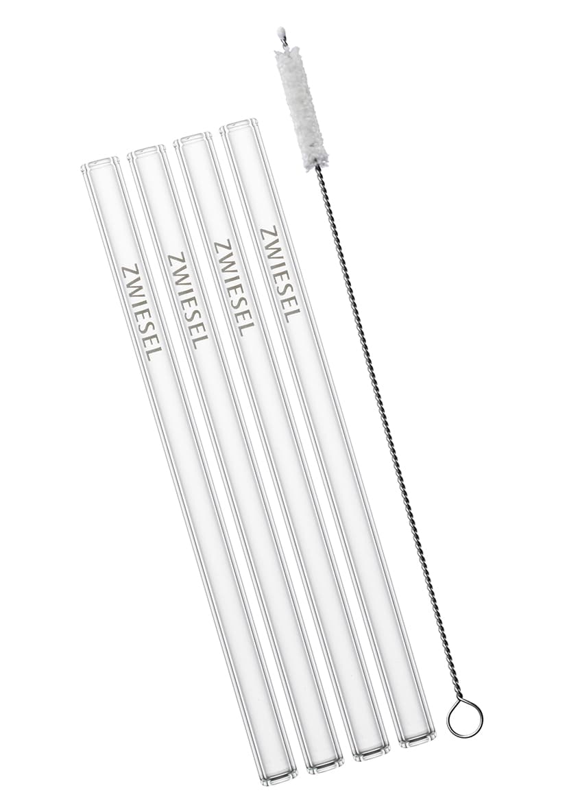 Set 4 Rietjes + Borstel 15 Cm