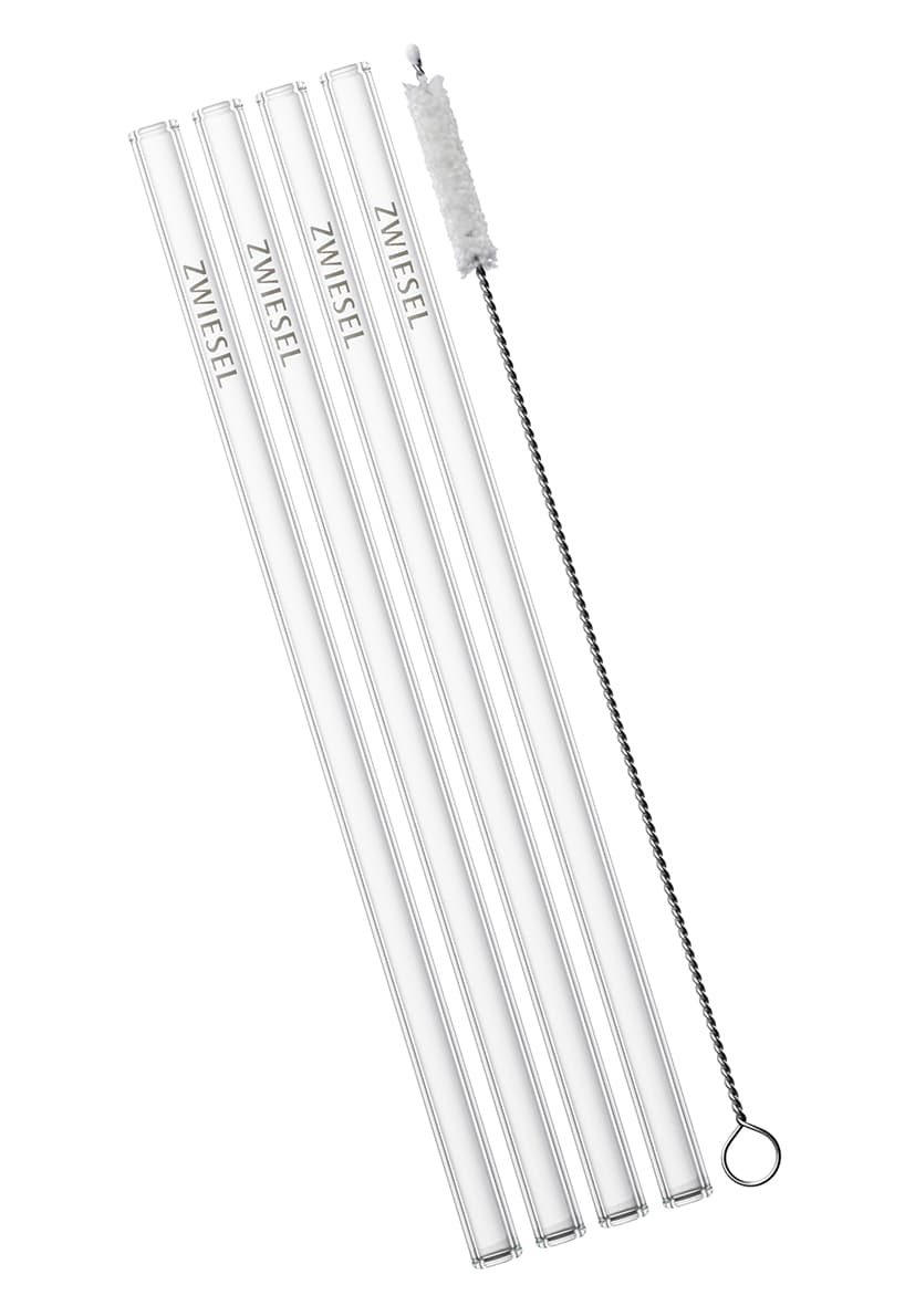 Set 4 Rietjes + Borstel 21 Cm
